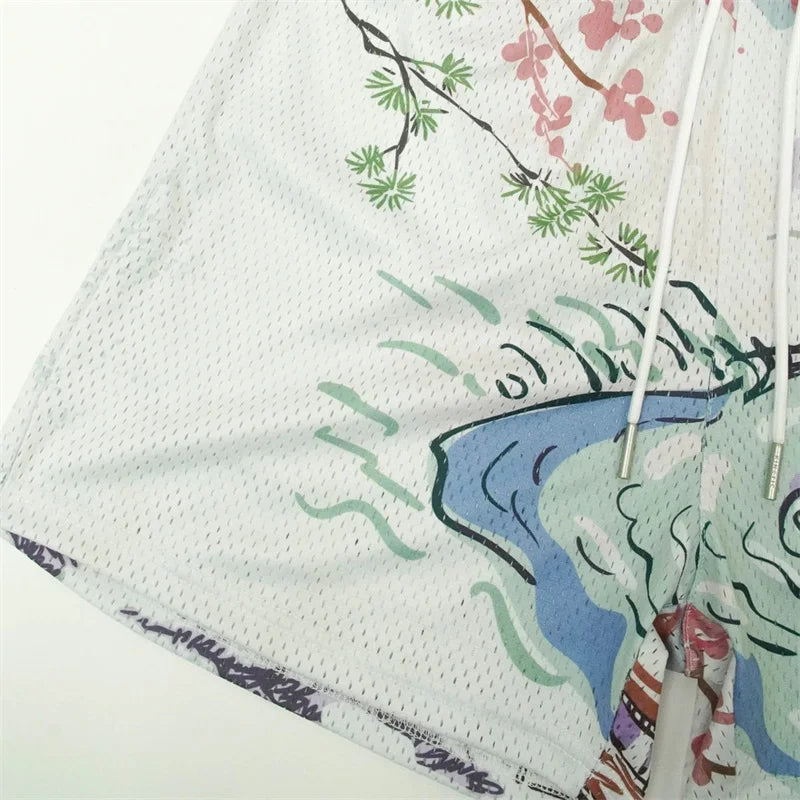 Rose Embroidered Hip Hop Shorts