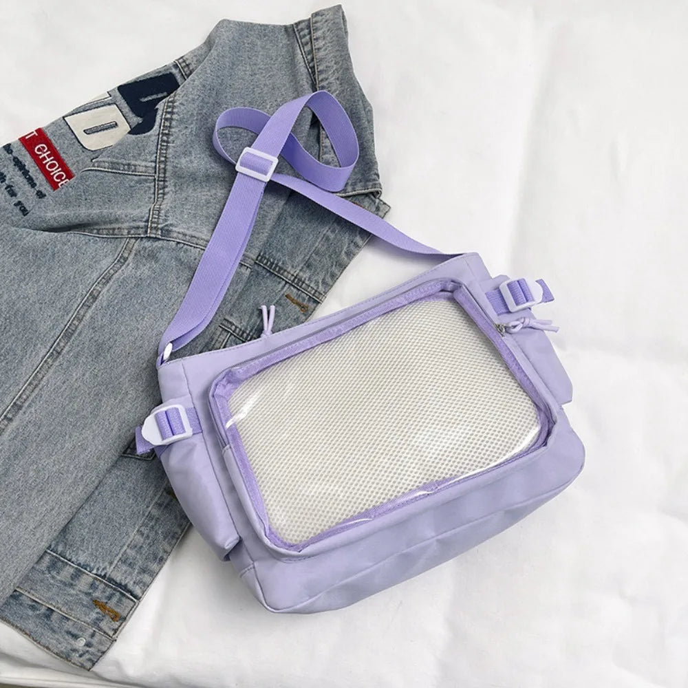 Fashion Transparent Ita Bag Large Capacity College Style Shoulder Bag Canvas Jk Handbag Women Tote Bag College Style