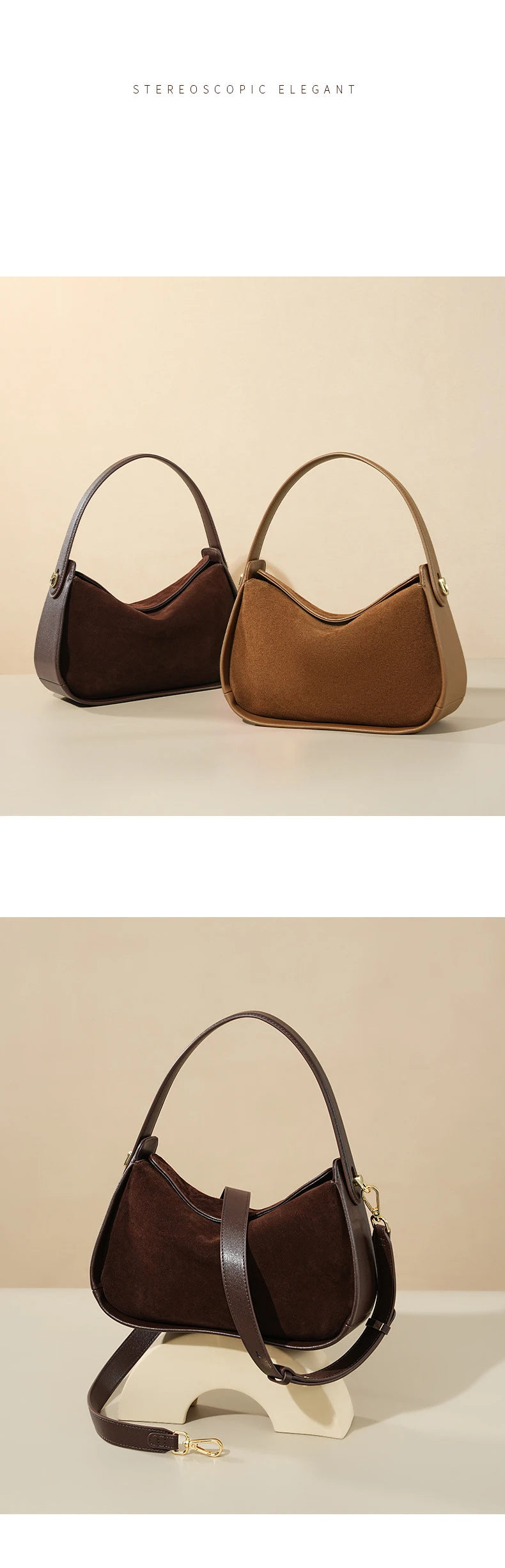 2025 New Suede Leather Crossbody Bag Unique Design Shoulder Pack Women Work Commuting Handbag Urban Beauty Box Tote Messenger