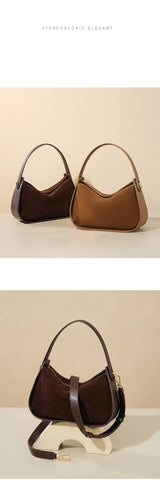 2025 New Suede Leather Crossbody Bag Unique Design Shoulder Pack Women Work Commuting Handbag Urban Beauty Box Tote Messenger