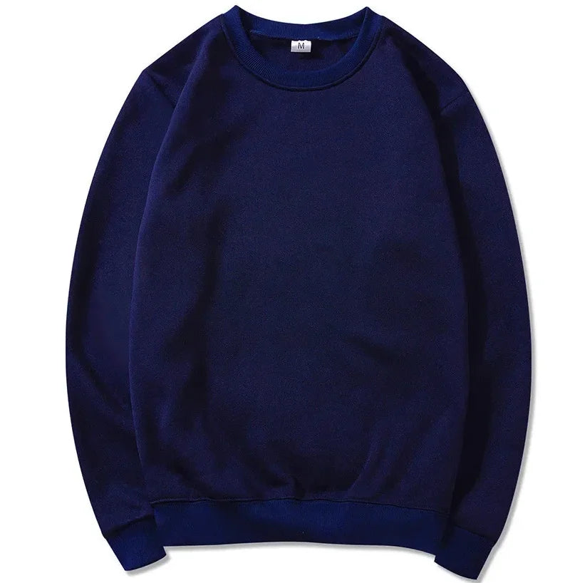 Korean Fashion Men's Round Neck Sweatshirts Autumn Long Sleeves Vacation Pullovers Tops Casual Popular Man Solid Sweat Shirts
