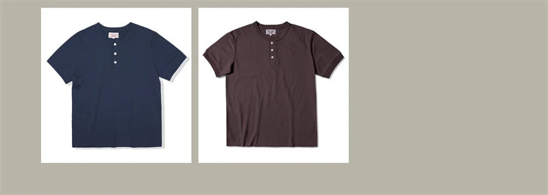 Heavyweight Cotton Henley Tee – Vintage Everyday Essential