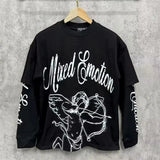 Mixed Emotion Oversized Cotton Long Sleeve T-Shirt