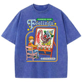 Unisex Washed Vintage Clown Graphic Cotton T-Shirt