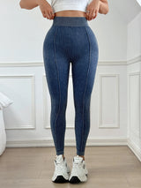 Women's Sand Wash Ribbed V-Back High Waist Yoga Leggings
