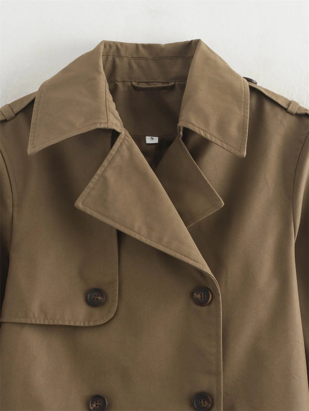Vintage Cropped Double-Breasted Trench
