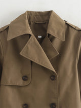 Vintage Cropped Double-Breasted Trench