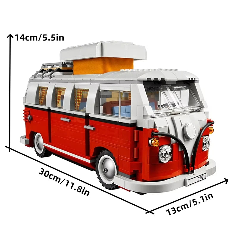 1167pcs Technical Blue Beetle Camper Car Building Blocks Model Creative City Vehicle Set Toys Bricks For Boy Kids Christmas Gift