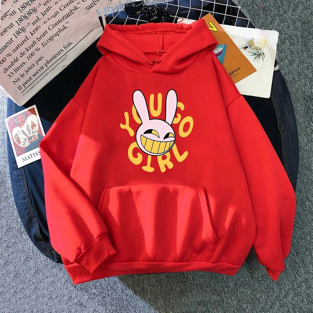 YOU GO GIRL Digital Circus Jax Hoodie Fashion Women Harajuku Funny Cute Rabbit Hoodie Unisex Cartoon Vintage Pullover Sweatshirt
