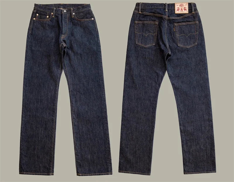 Red Tornado NOIR 21oz Selvedge Denim Straight Cut Jeans Indigo Rugged Style Men Pants