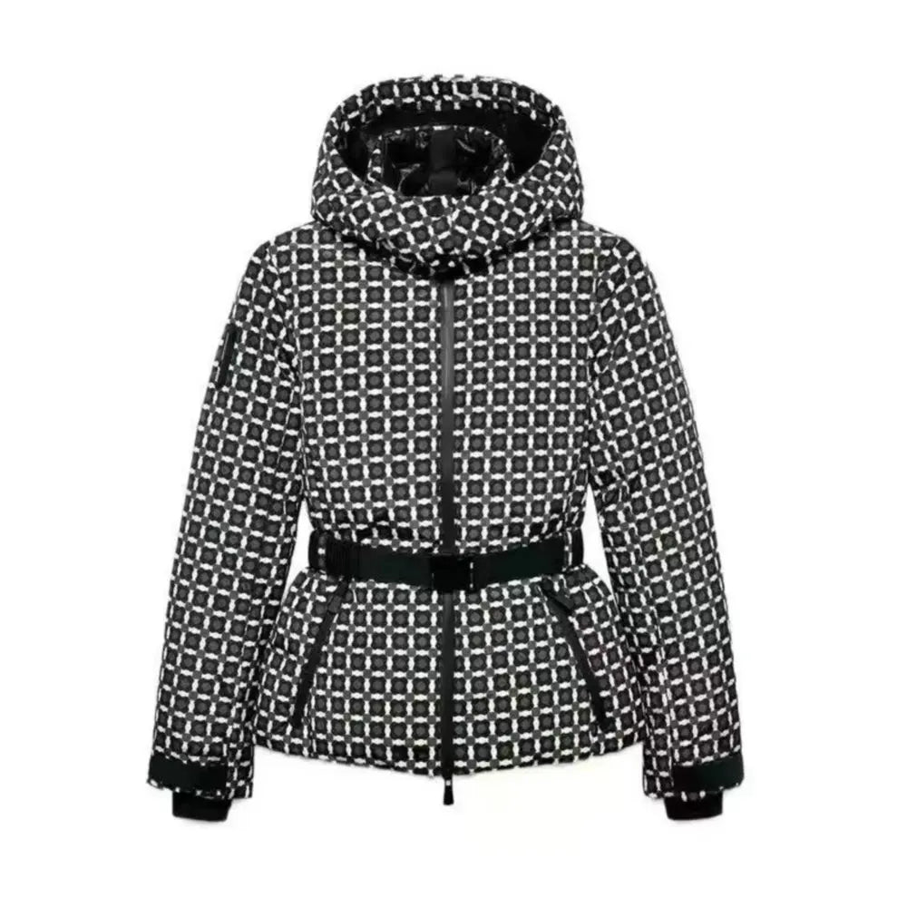 Women's Hooded Winter Parka – Insulated Mid-Waist Jacket with Adjustable Belt