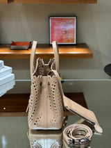 New Tote Bag French Cowhide Handmade Bag Niche Laser Engraved Hollow Leather Vegetable Basket Bag Casual Versatile Temperament