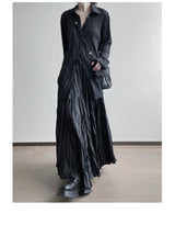 UMI MAO Irregular Fold Maxi Skirt – Elegant A-Line