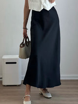Women's Satin Maxi Skirt – Elegant Ankle-Length