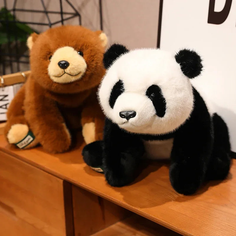 Soft Animal Plush Pillow – Bear & Panda Cuddle Doll