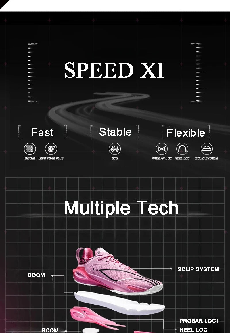 Li-Ning Men's SPEED XI Professional Basketball Shoes BOOM Cushion Stable Sneakers LiNing Sports Shoes ABAU053
