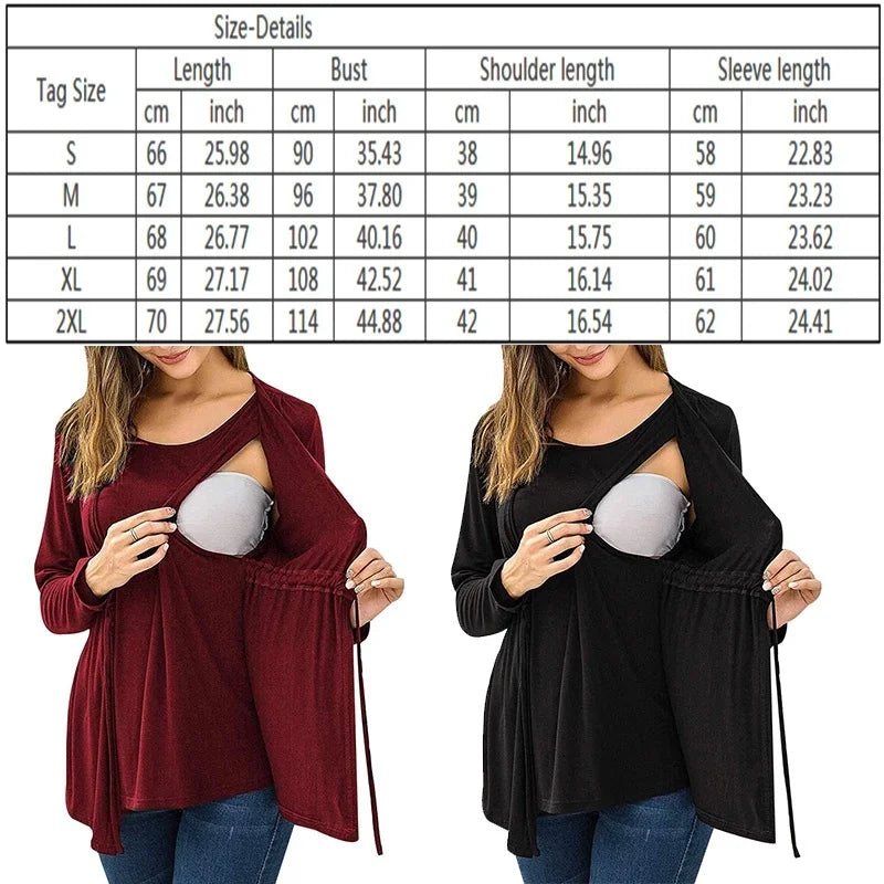 Layered Maternity & Nursing Top with Lace-Up Detail