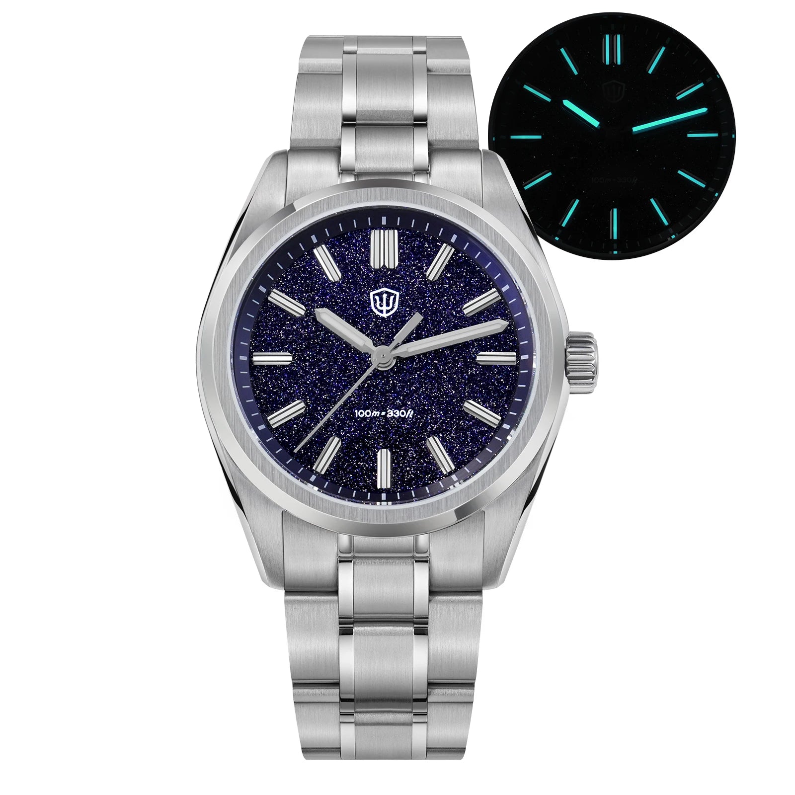 Watchdives WD0003B ‌Aventurine Dial Watch VH31 Quartz Movement Sapphire Crystal Luminous 100m Waterproof 36mm Vintage Watches