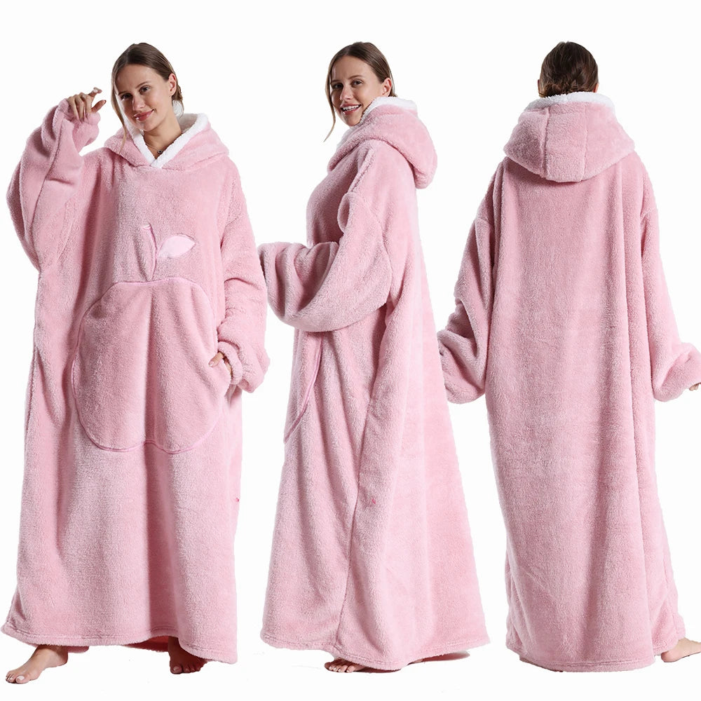 Extra Long Hooded Wearable Blanket