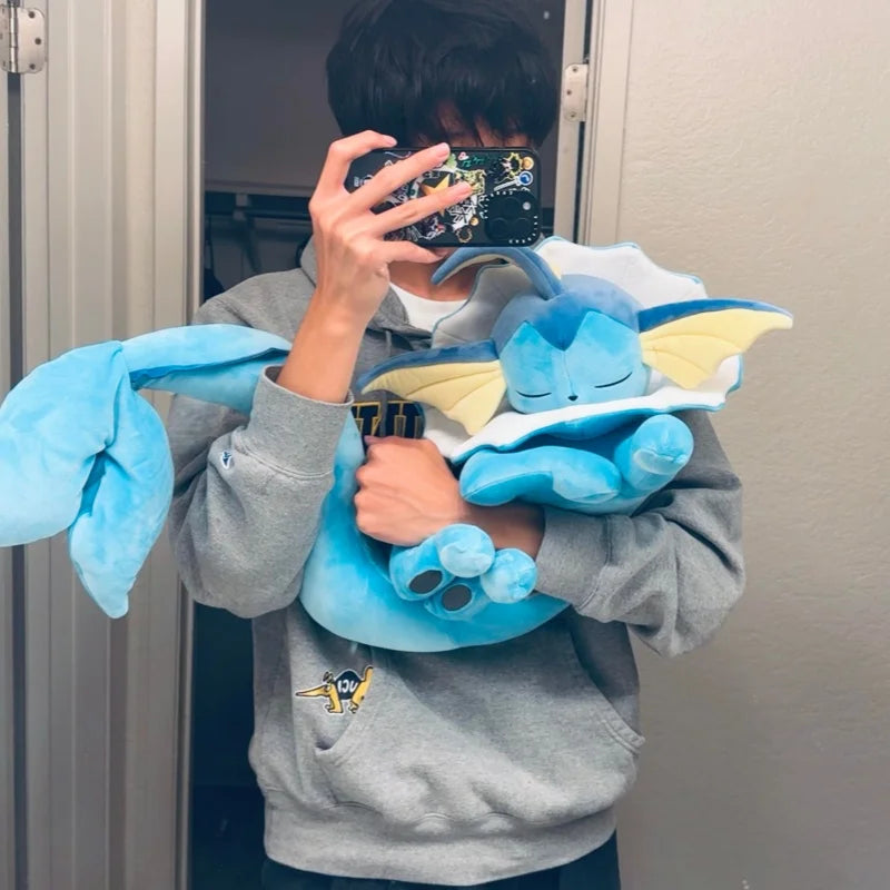 Pokemon Plush New Eevee Evoli Sleep Plush Vaporeon  Pikachu Peluche Stuffed Toys Cartoon Soft Doll Gift