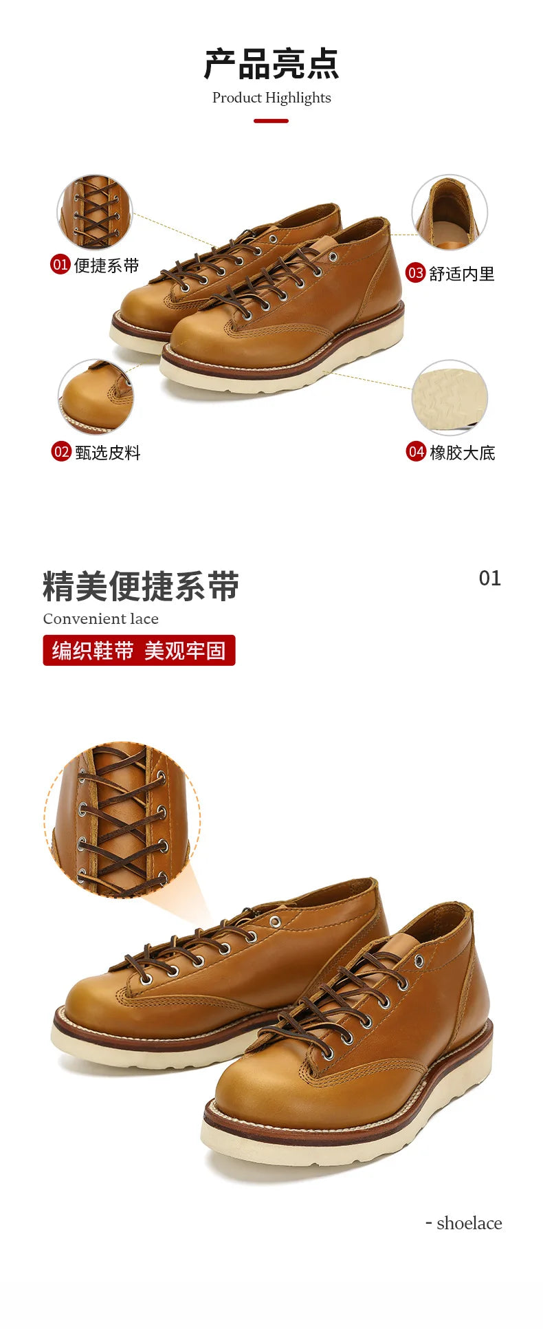 KOWM cow leather Hiking shoes Brown trekkin boots men  low cut workwear big toe shoes trendy casual ankle shoes walking sneakers
