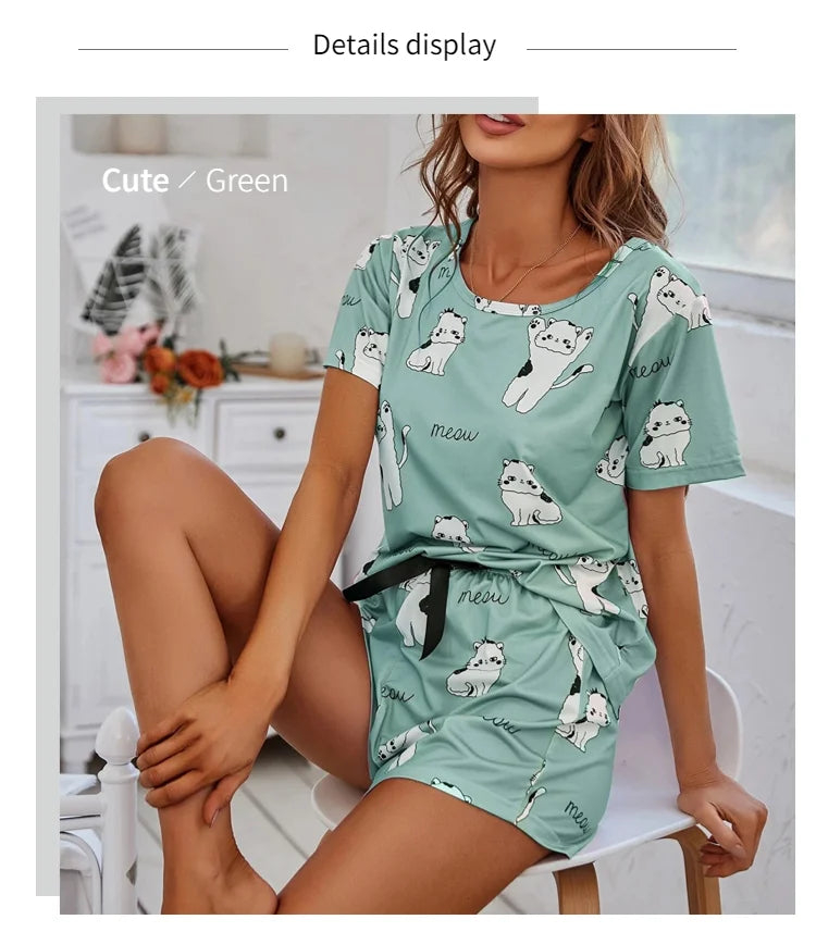 Cartoon Print Women’s Pajama Set