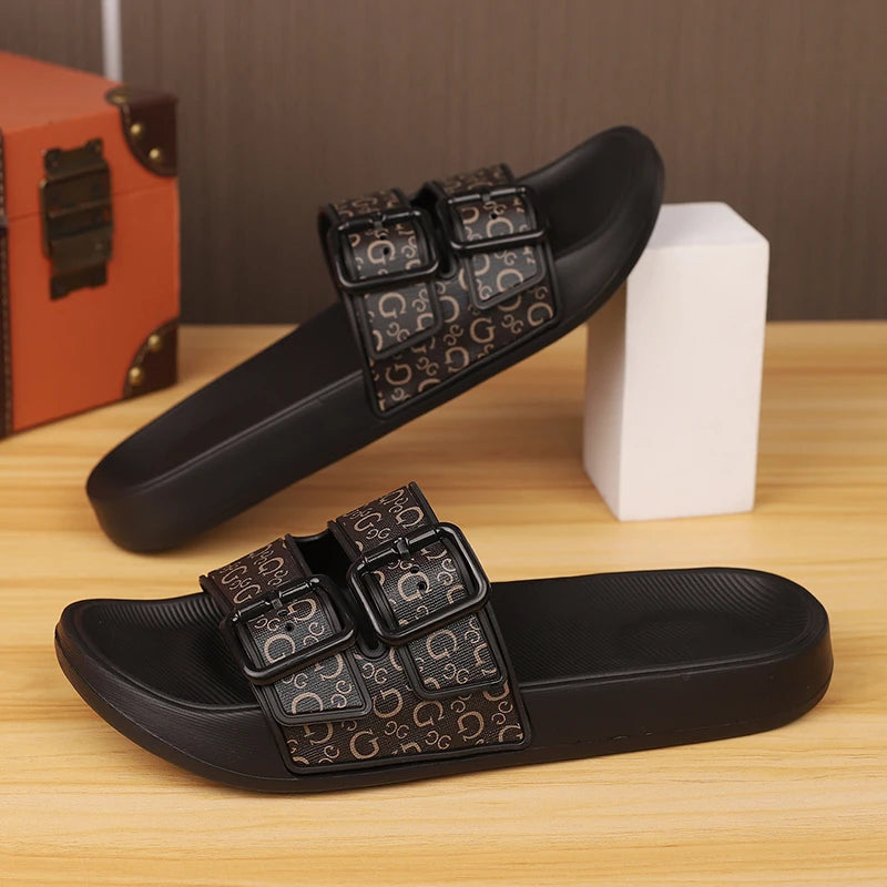 Shoes Men Sandals Slippers Sneaker Leather Men's Sneakers Summer Beach Shoes Sandals For Male Large Size Black Casual Sandals