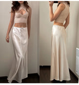 Women's Satin Maxi Skirt – Elegant Ankle-Length