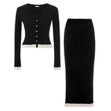 Elegant V-Neck Knit Mermaid Skirt Set