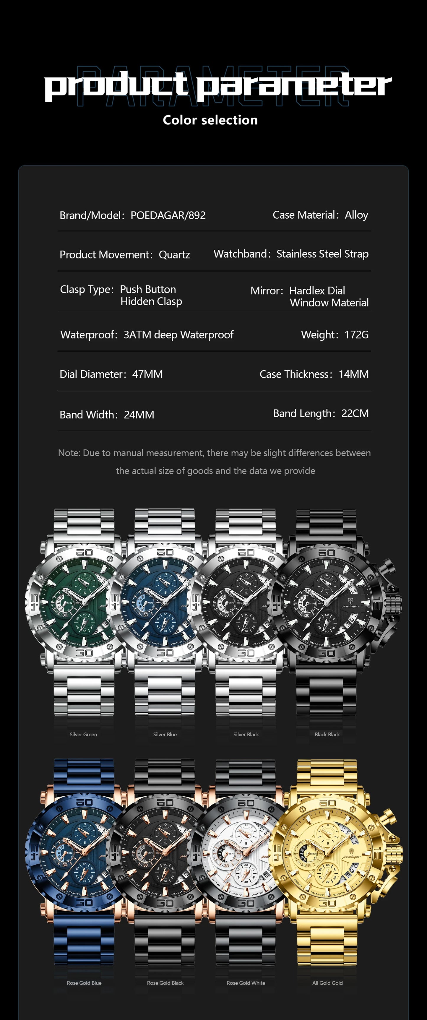 POEDAGAR 892 Luxury Men's Chronograph Watch