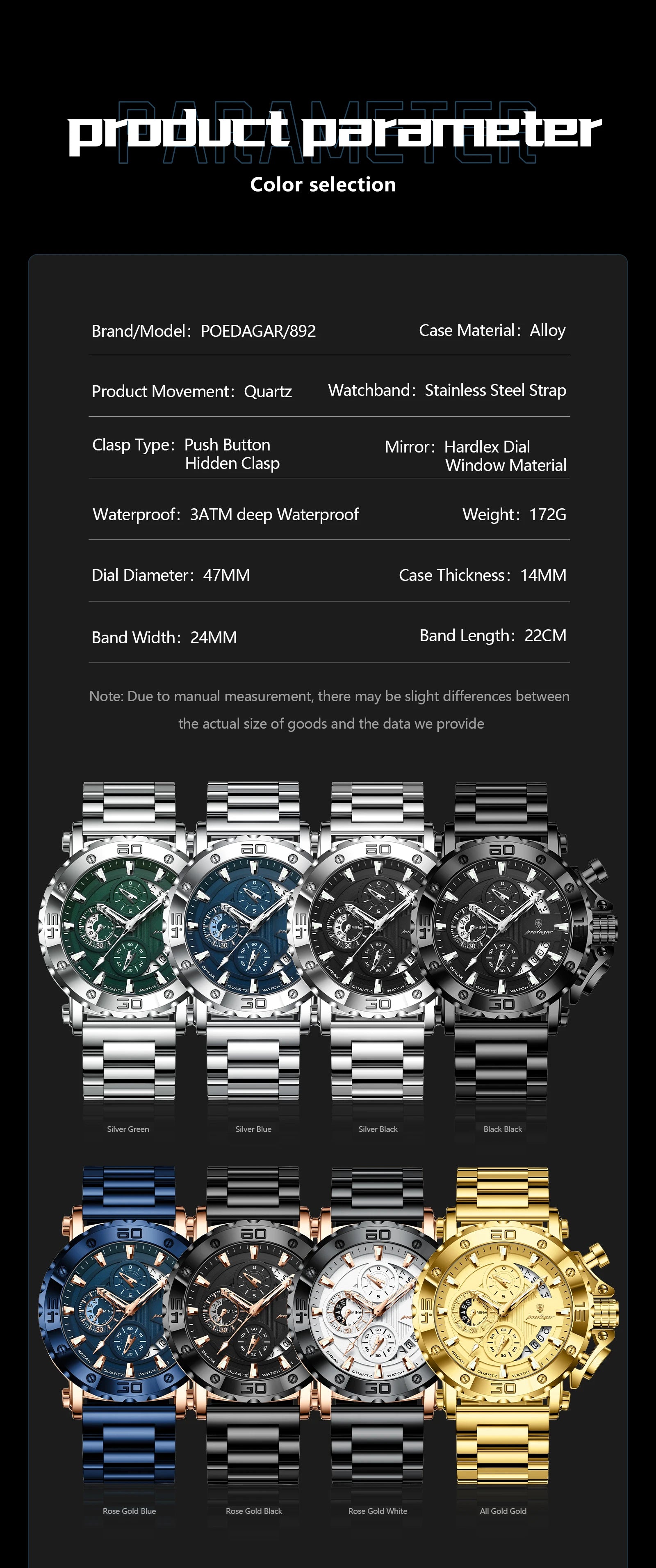 POEDAGAR 892 Luxury Men's Chronograph Watch