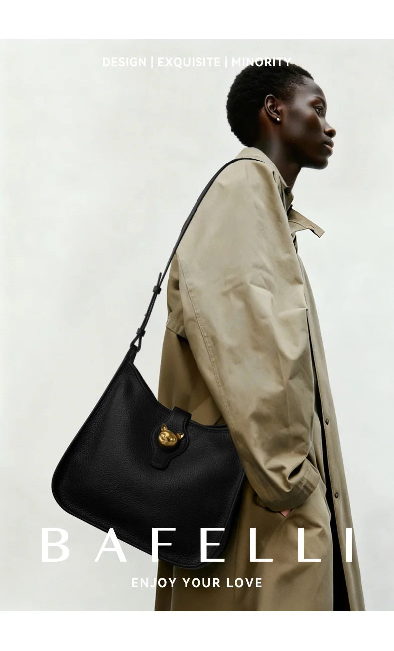 BAFELLI Genuine Leather Bucket Bag – Shoulder & Crossbody