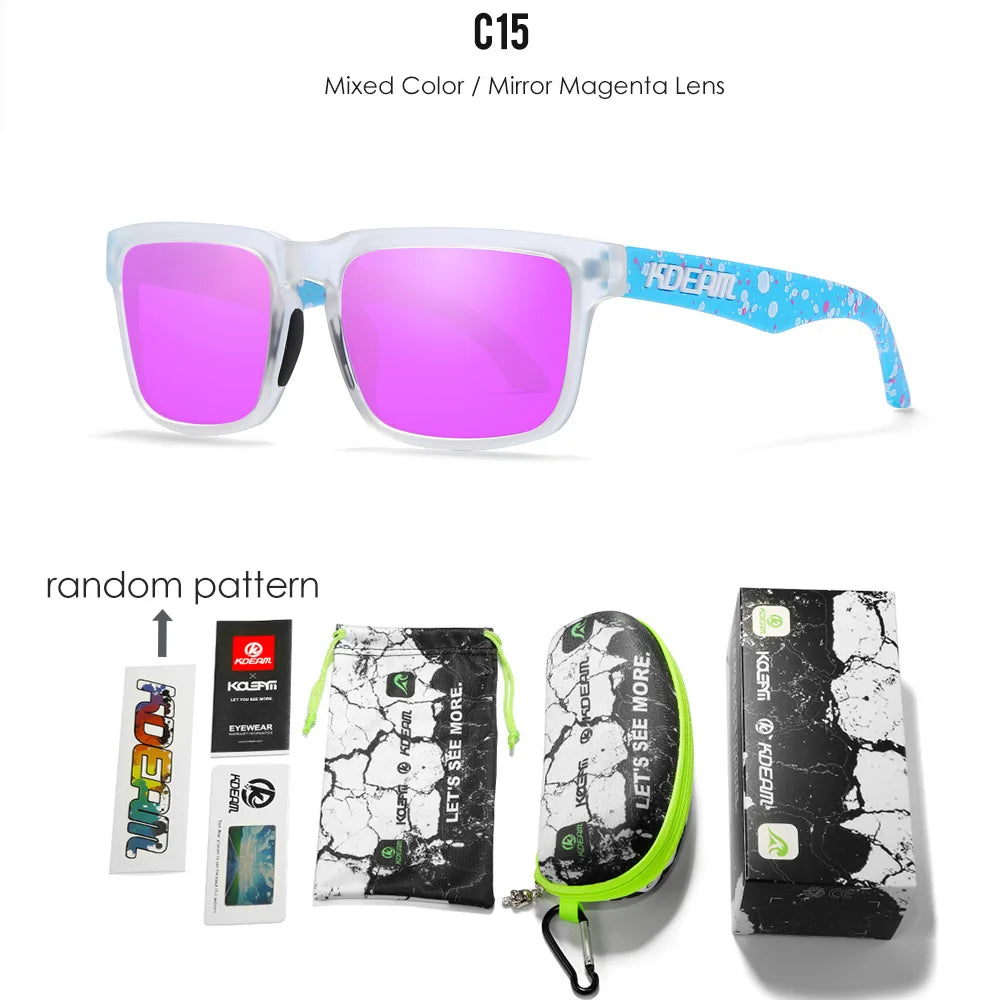 KDEAM All Black Men's Sunglasses Polarized And UV400 Protection Lens Driving Fishing Glasses Mirror With Complete Package