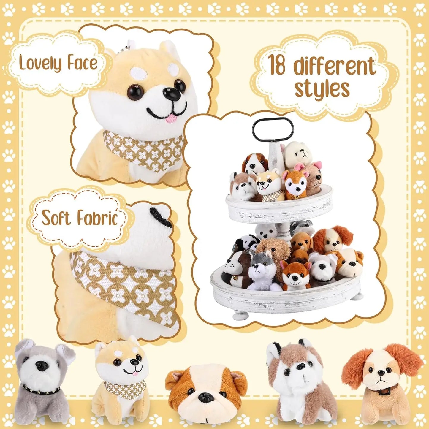 18Pcs Mini Plush Dogs Bulk Puppy Stuffed Animals Small Stuffed Cute Assorted Soft Plush Toys Doll for Puppy Birthday Party Favor