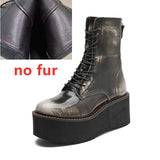 Genuine Leather Winter Wedge Boots