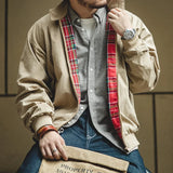 MADEN Men's Vintage Khaki Moto Jacket