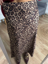 Leopard Print Suede Maxi Skirt – Women's Autumn Winter