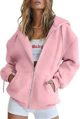 Women’s Relaxed Fleece Zip-Up Hoodie with Pockets