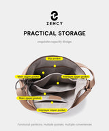 Zency Stylish Women Shoulder Bag 100% Genuine Leather Large Capacity Handbag Multifunction Satchel Bag Backpack Brown 2 in 1 Bag