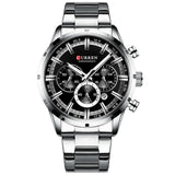 Men's six-needle multifunctional watch Waterproof calendar round strap stainless steel strap date men's business men's watch