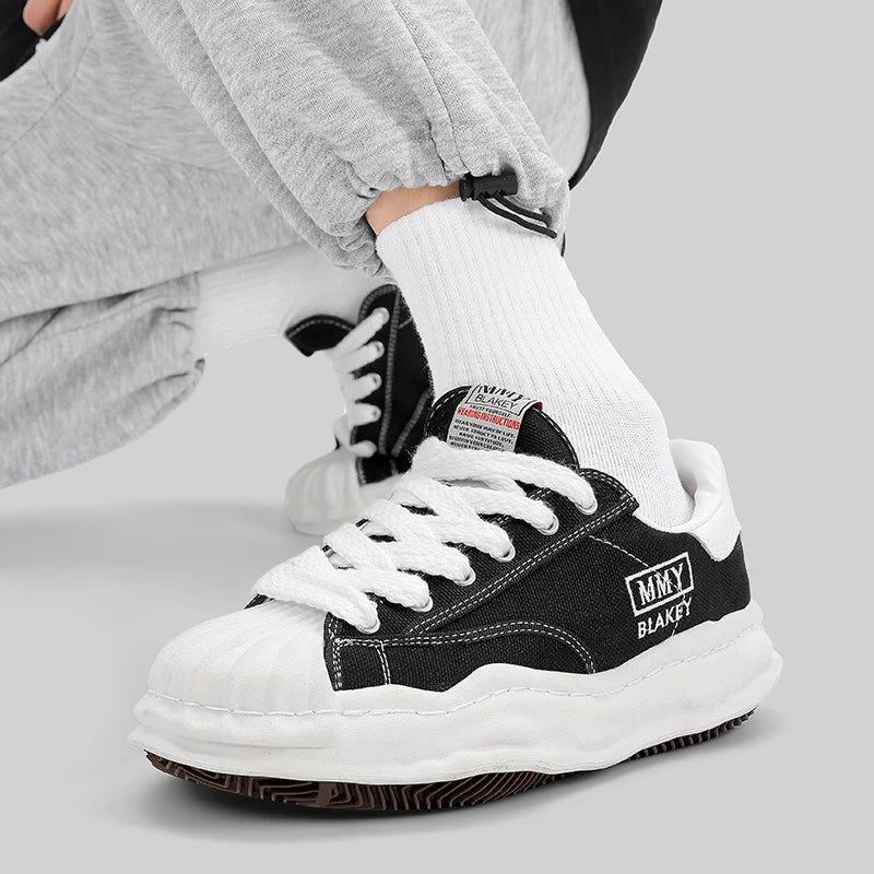 Unisex Thick Sole Board Sneakers — Breathable Lace-Up Casual Walking Shoes