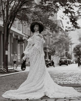 Kyoto Customized Lace Embroidery Two-piece A-line Wedding Dress Detachable Long Sleeves vestidos de novia Luxurious Formal 2025