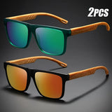 Square Wood-Grain Sunglasses – UV400 & Spring Hinges