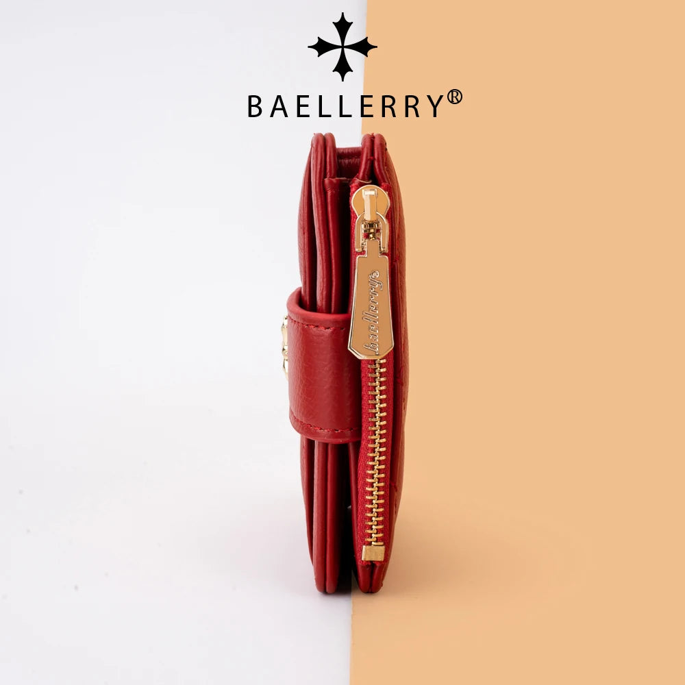 Baellerry New Short Simple Women Wallet High Quality Card Holder Buckle Zipper Coin Pocket Female Purses Small Women's Card Bag