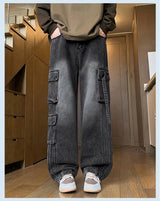 Men's Loose Straight-Leg Multi-Pocket Jeans