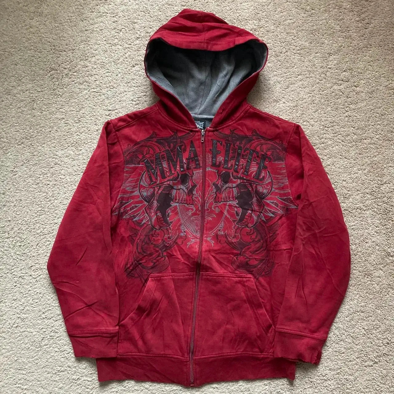 Y2K Gothic Oversized Zip-Up Hoodie