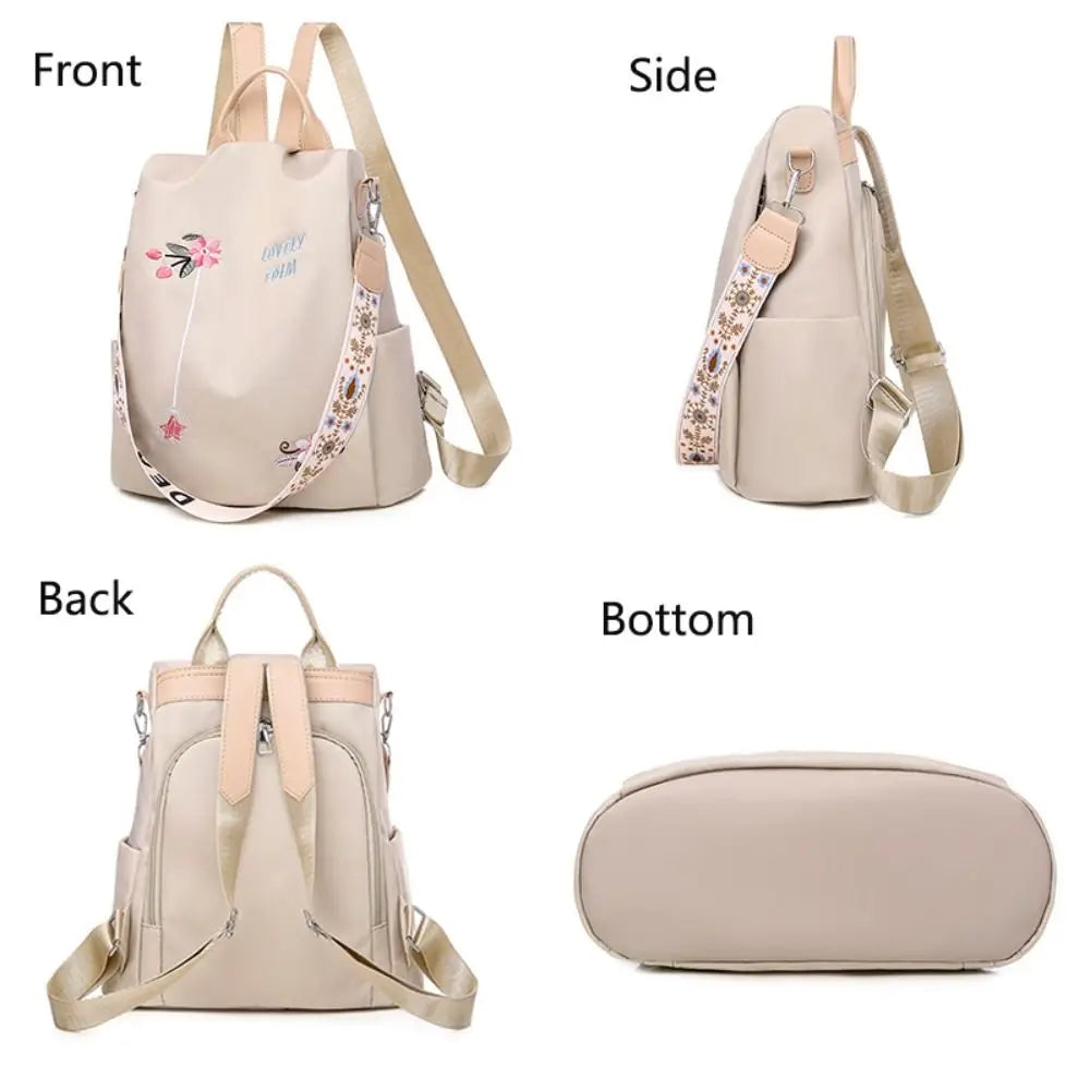 Women Oxford Backpack Casual Embroidery Bag Designer Female Large Capacity Travel Waterproof Handbag Shopping Knaps School Bag