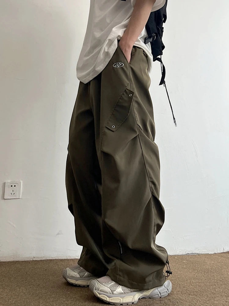Techwear Parachute Cargo Pants - Men's Hip Hop Wide Leg Streetwear