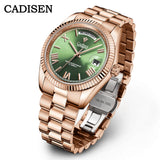 CADISEN Men's Mechanical Watches Luxury Meteorite Dial Automatic Watch For Men Week 100M Japan MIYOTA 8285 Movement Clock Man