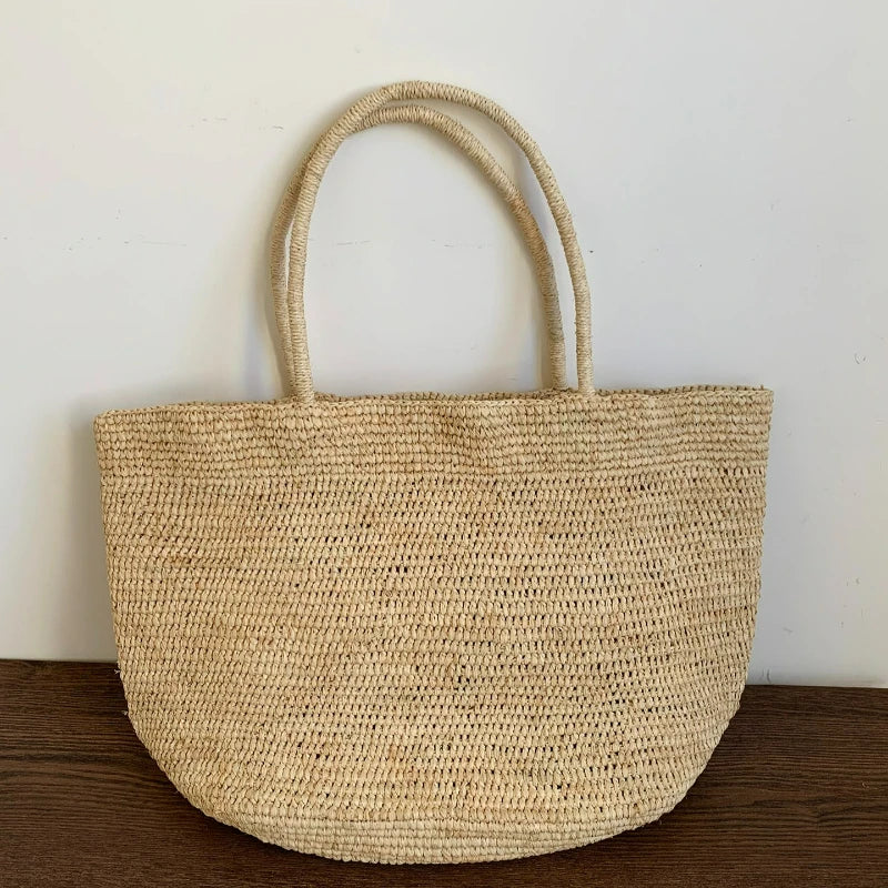 2026 Large Handwoven Rattan Tote Bag for Women Natural Straw Beach Bag Purse Luxury Shoulder Bags Handbag Summer